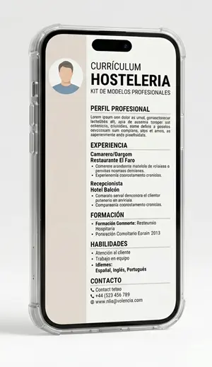 Mockup del Producto - Modelos de CV de Hostelería