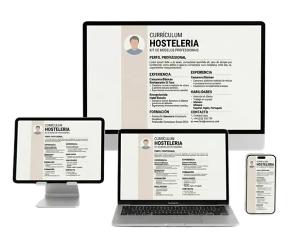 Mockup del Producto - Modelos de CV de Hostelería